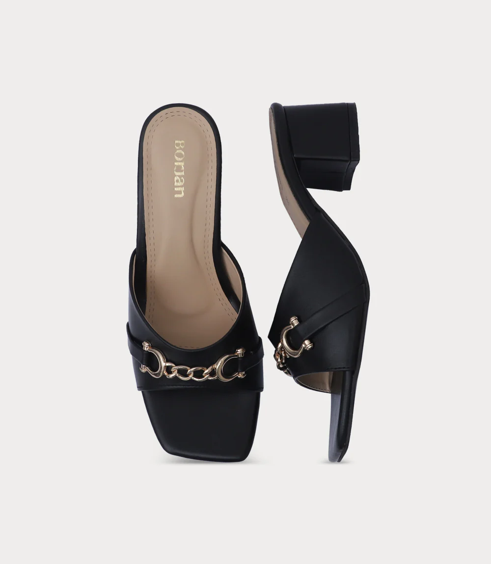 Women Slipper Heels-BLACK - Image 4