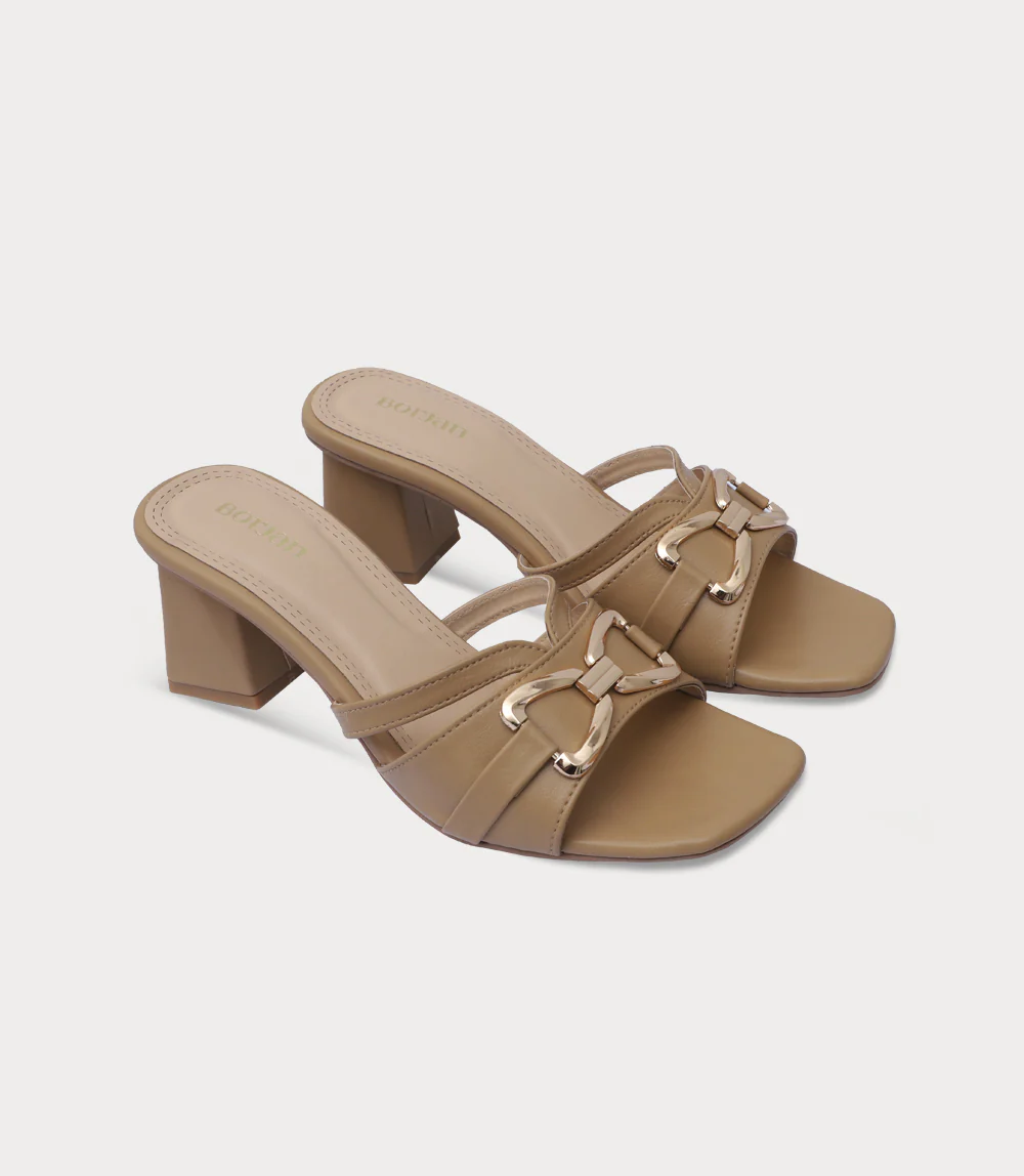 Women Slipper Heels-CAMEL - Image 2