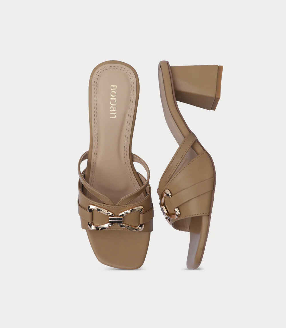Women Slipper Heels-CAMEL - Image 4