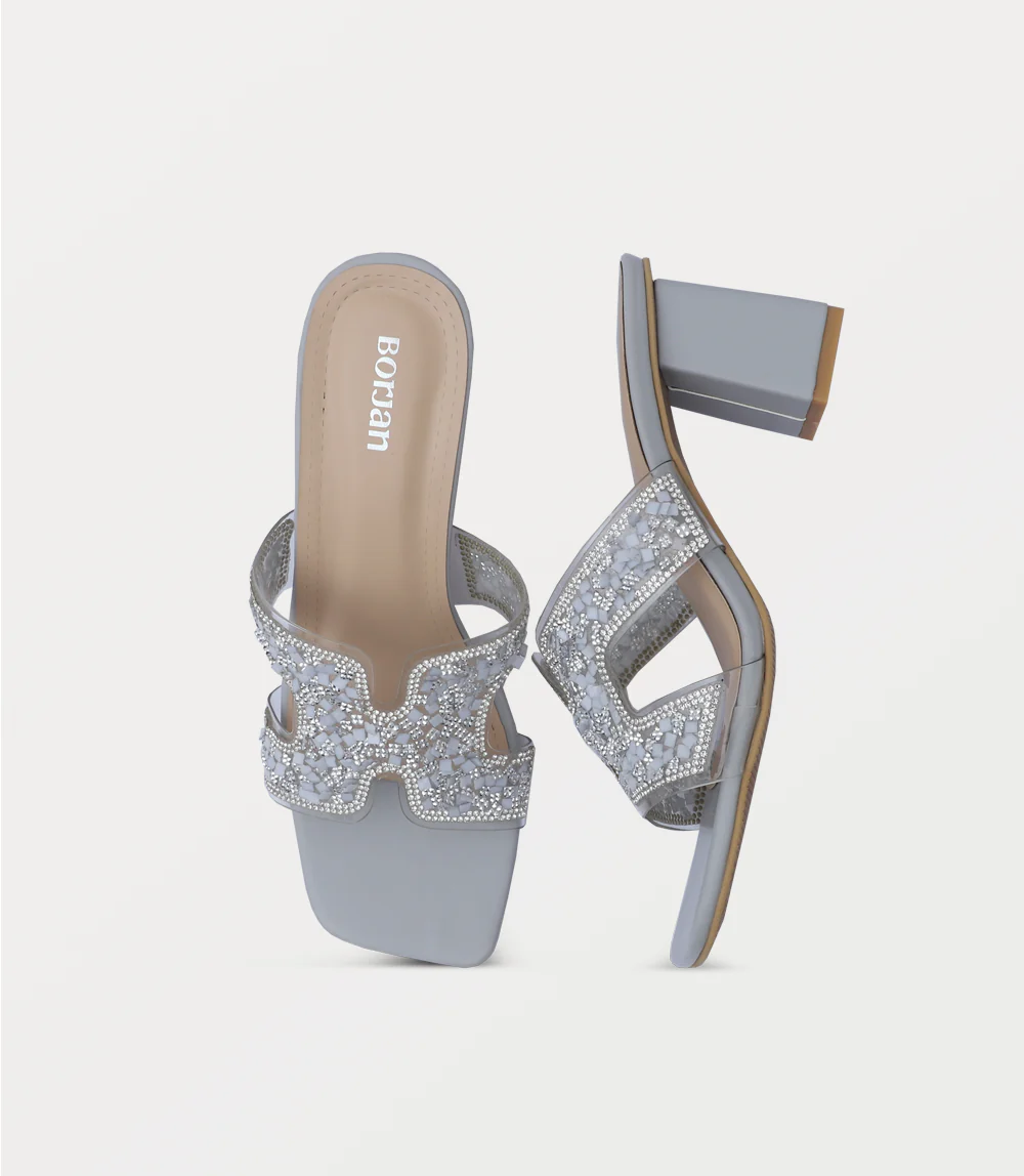 Women Slipper Heels-GREY - Image 4