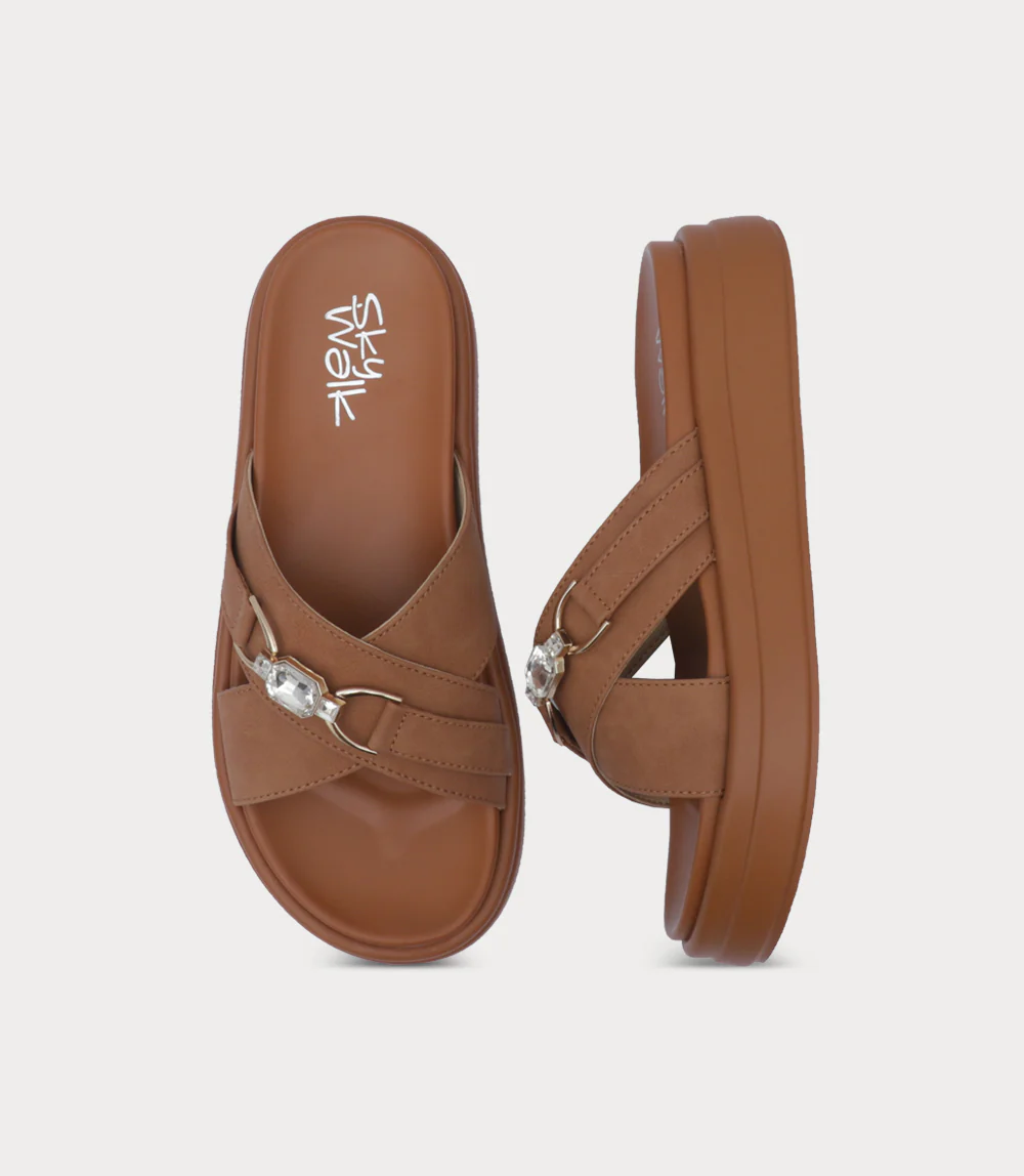 Women Comfort Slipper-TAN - Image 4