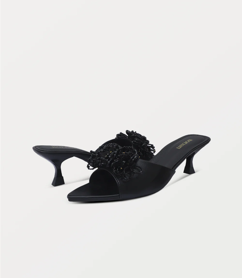 Women Slipper Heels-BLACK - Image 3