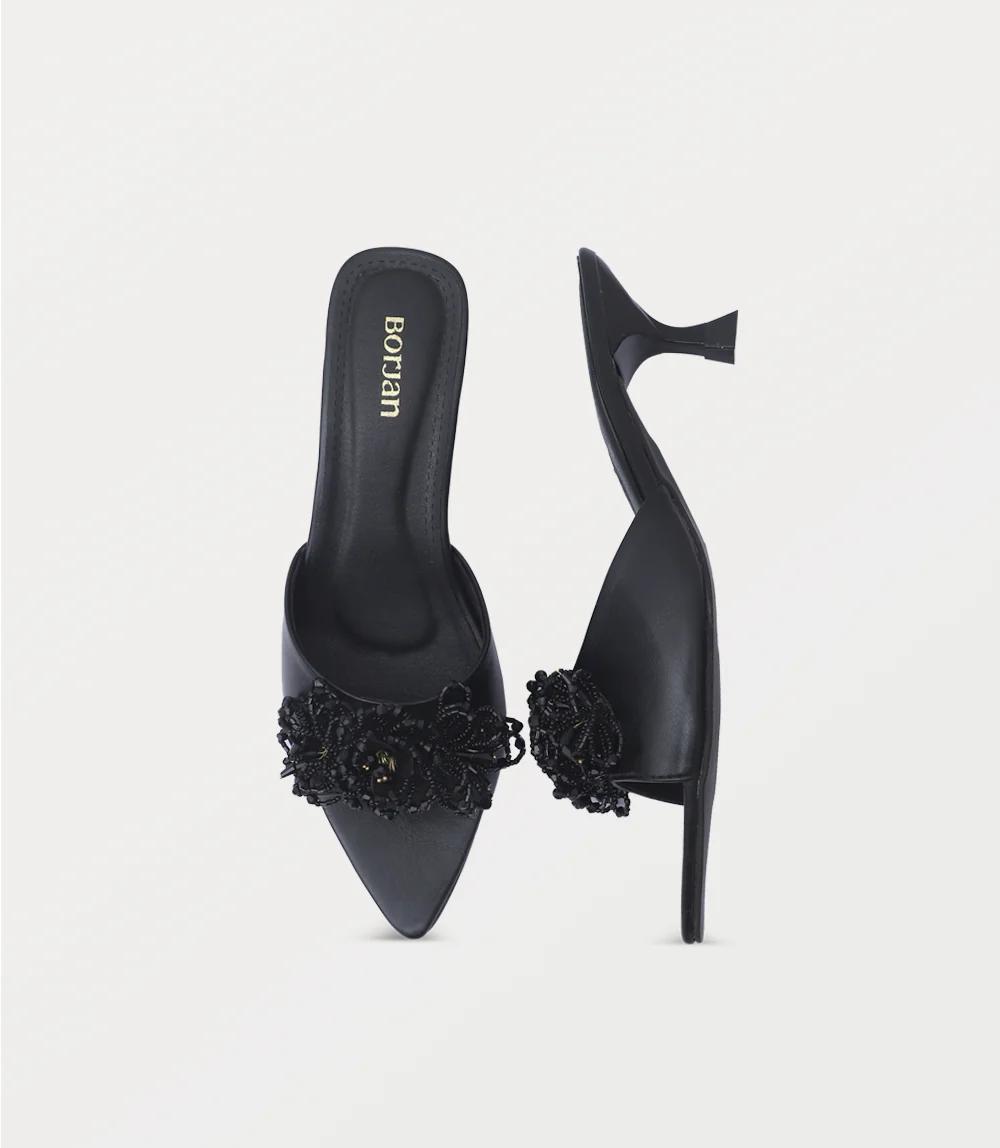 Women Slipper Heels-BLACK - Image 4