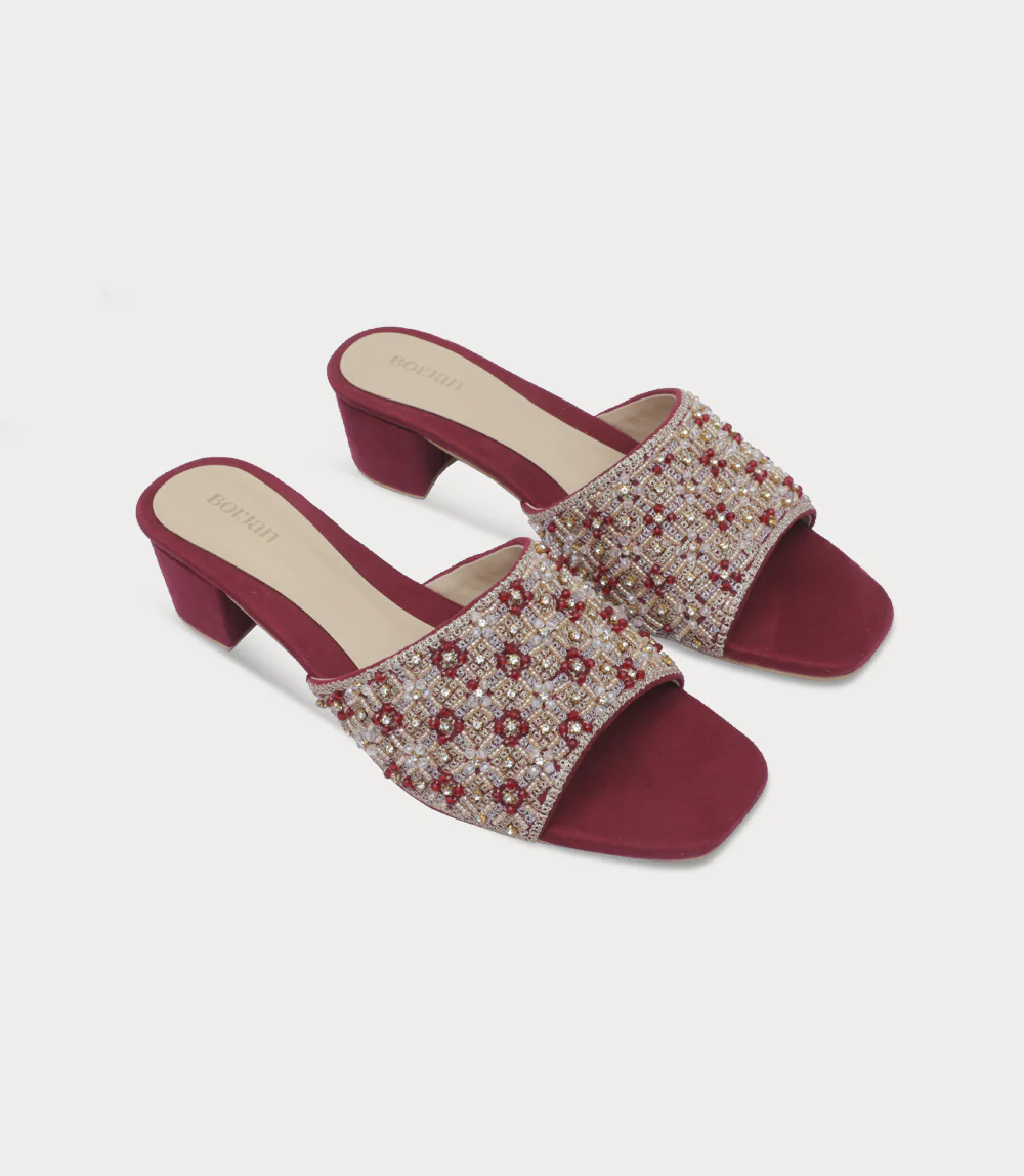 Women Slipper Heels-MAROON - Image 2