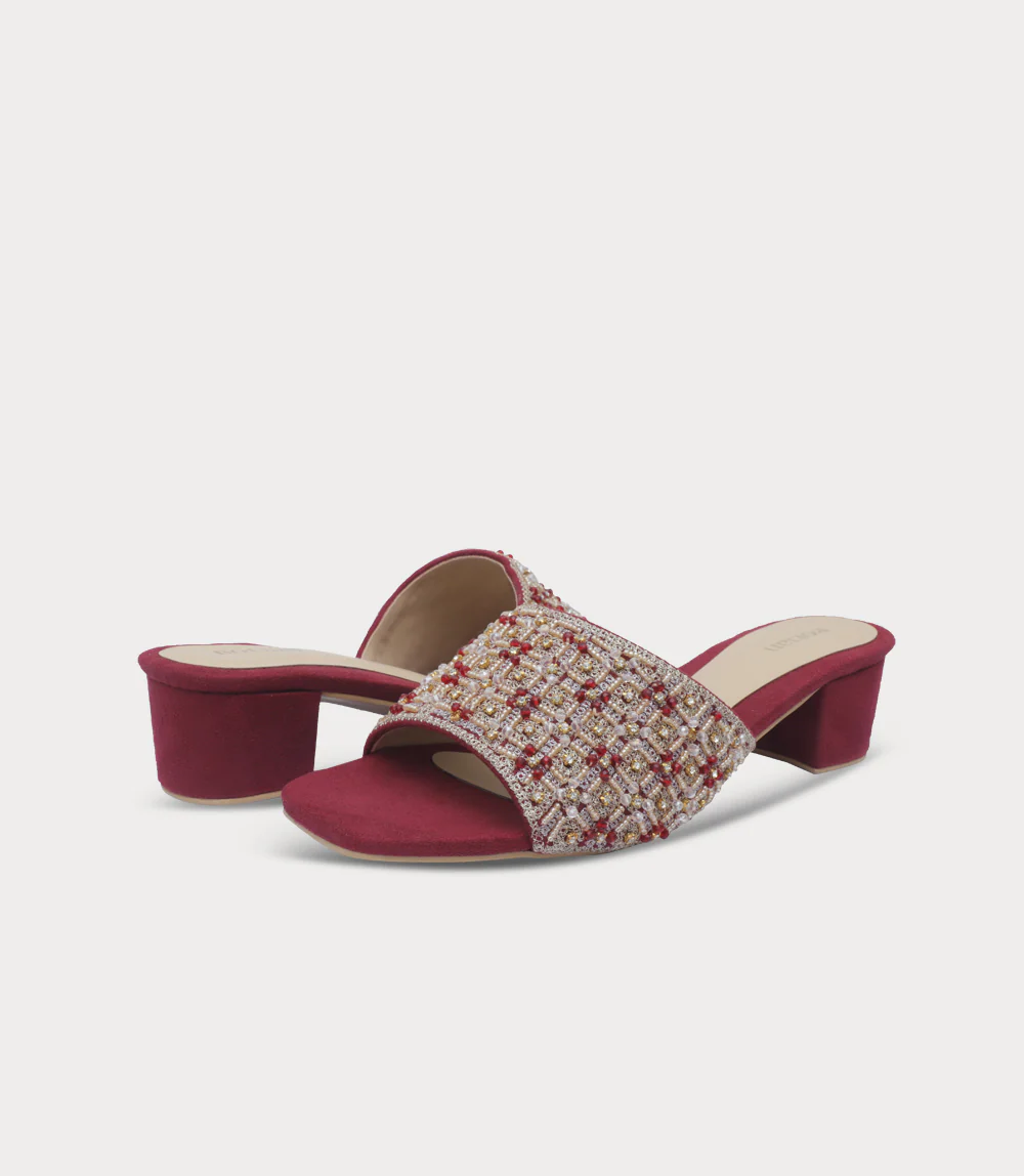 Women Slipper Heels-MAROON - Image 3