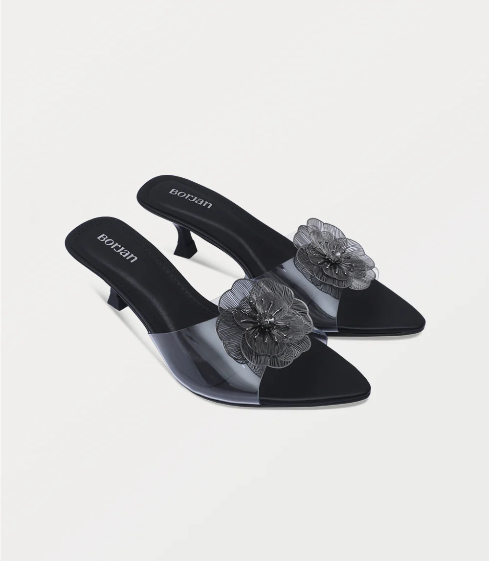 Women Slipper Heels-BLACK - Image 2