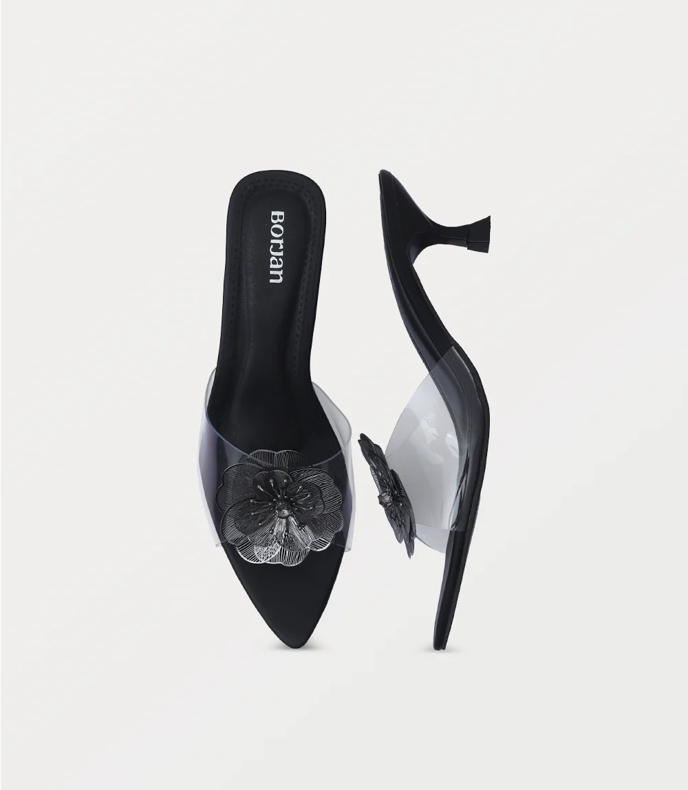 Women Slipper Heels-BLACK - Image 4