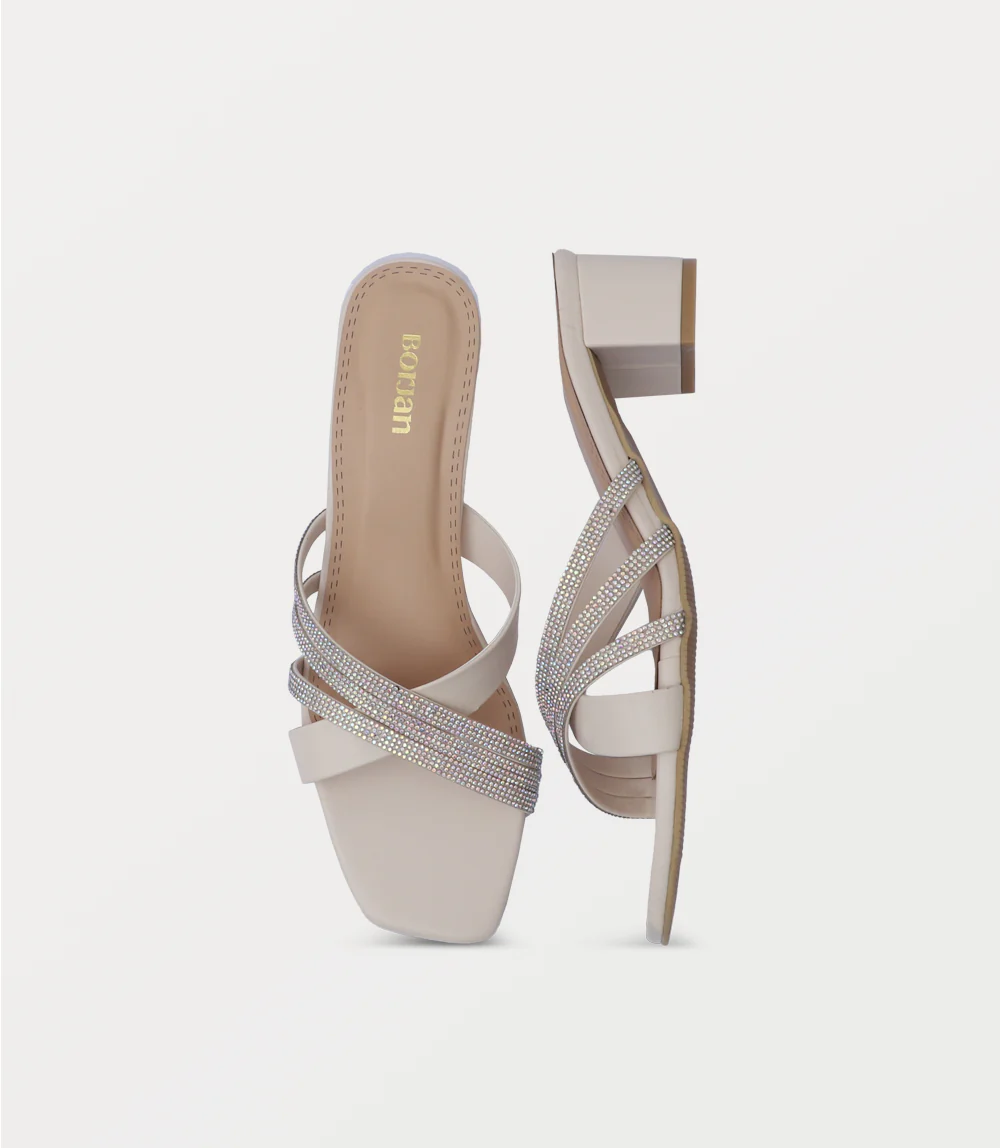 Women Slipper Heels-BEIGE - Image 4