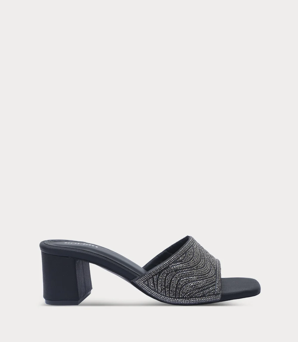 Women Slipper Heels-BLACK