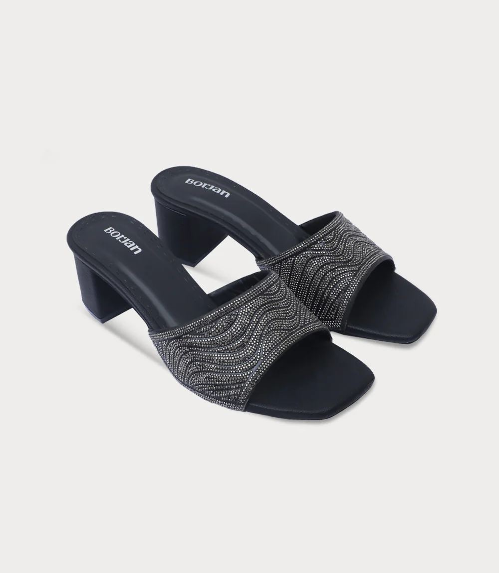 Women Slipper Heels-BLACK - Image 2