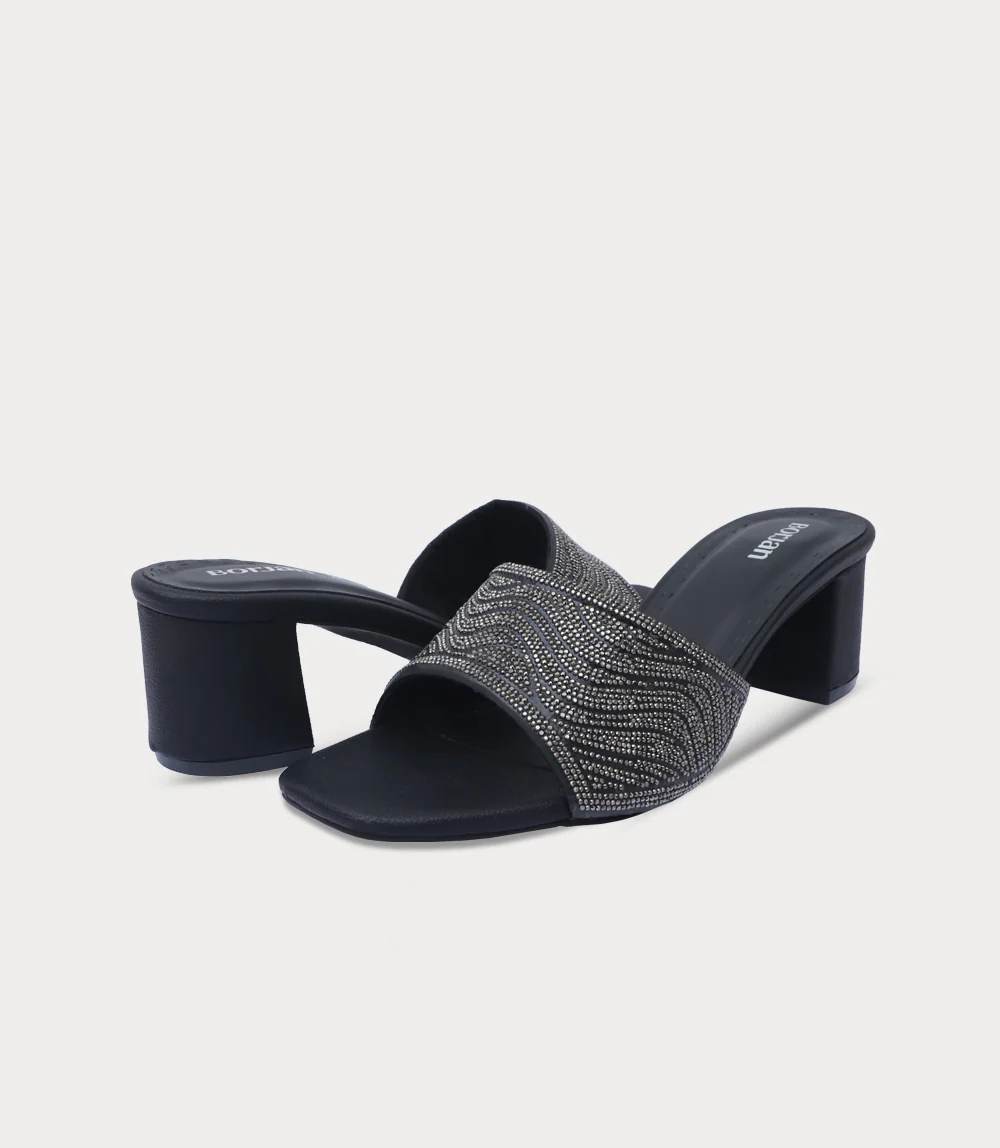 Women Slipper Heels-BLACK - Image 3