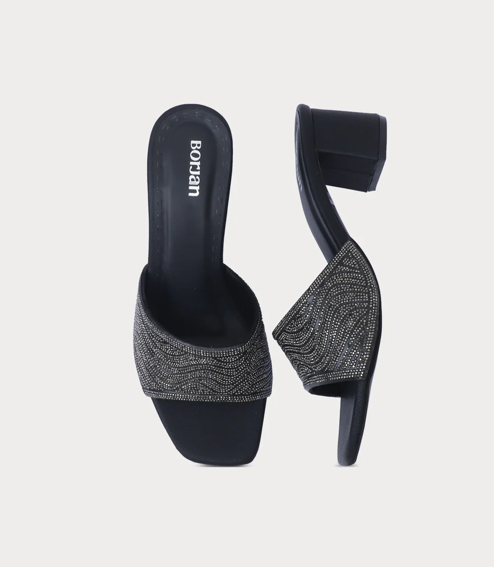 Women Slipper Heels-BLACK - Image 4
