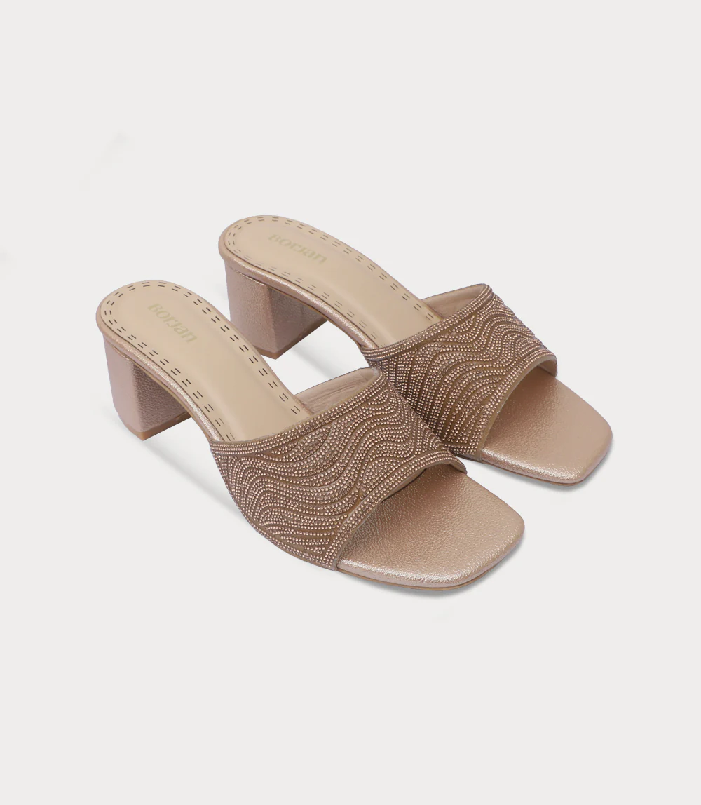Women Slipper Heels-GOLDEN - Image 2