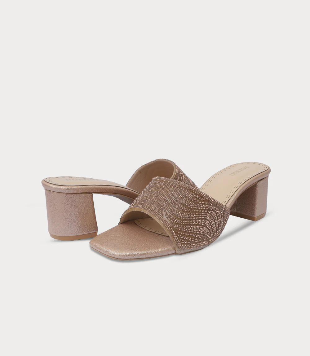 Women Slipper Heels-GOLDEN - Image 3