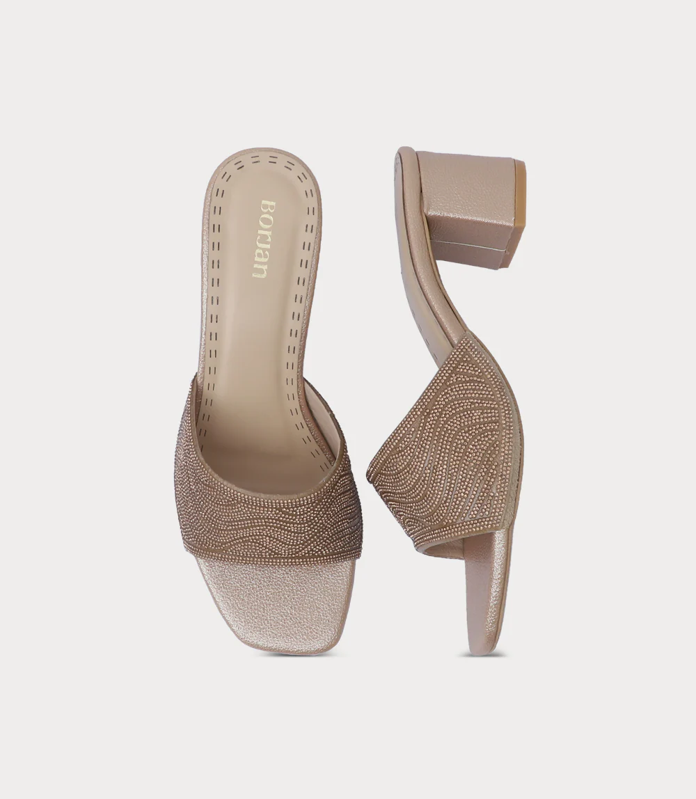 Women Slipper Heels-GOLDEN - Image 4