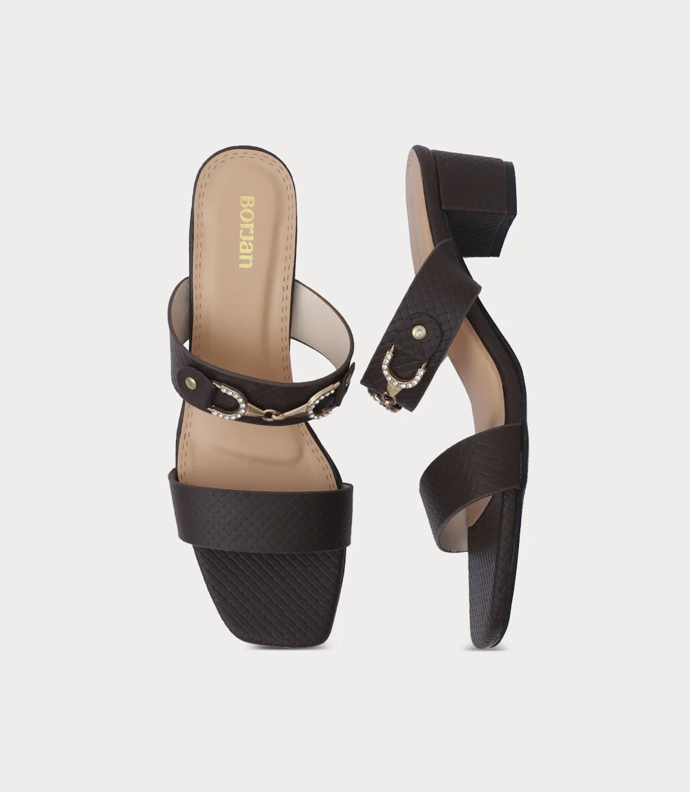 Women Slipper Heels-BROWN - Image 4