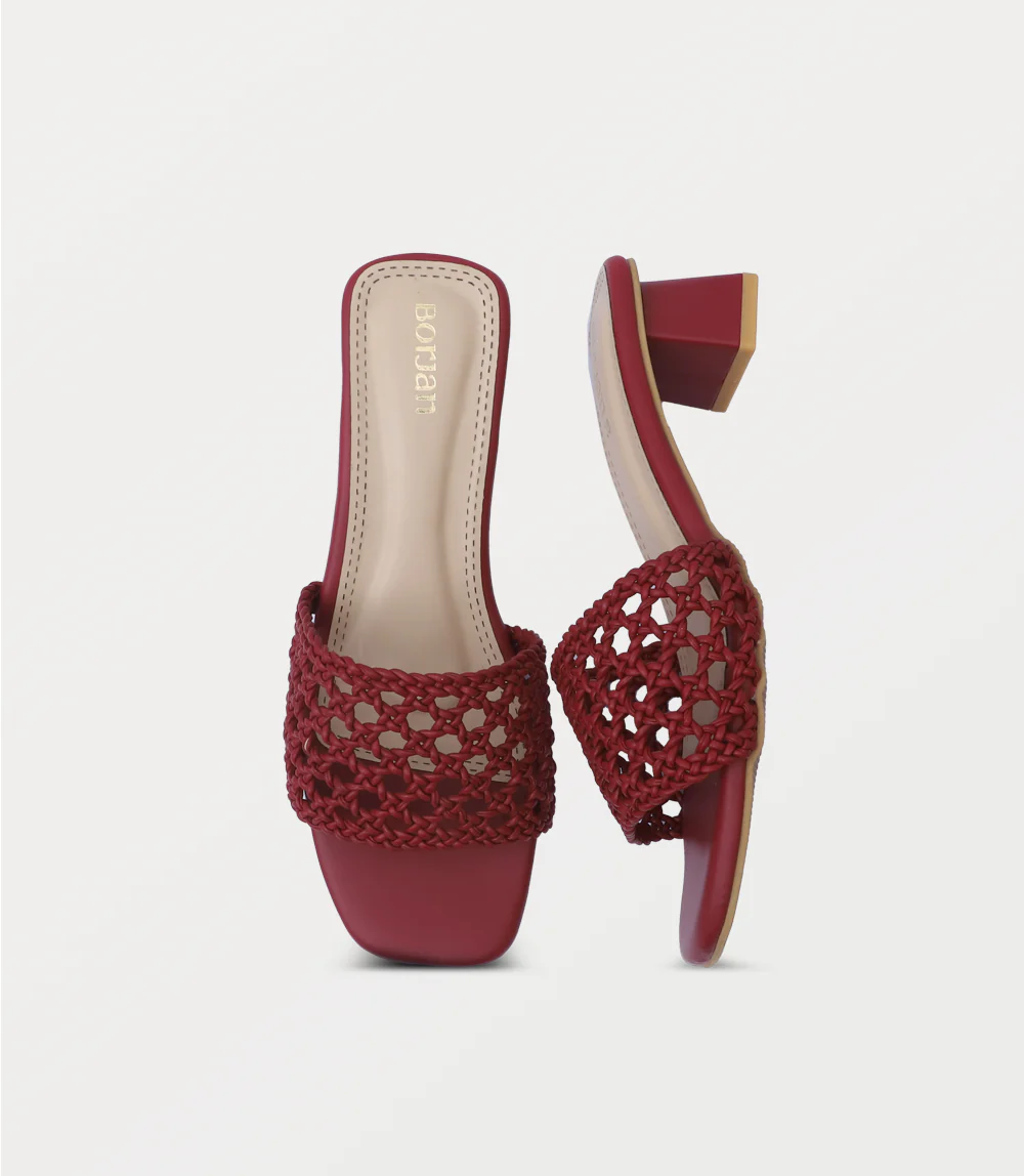 Women Slipper Heels-MAROON - Image 4