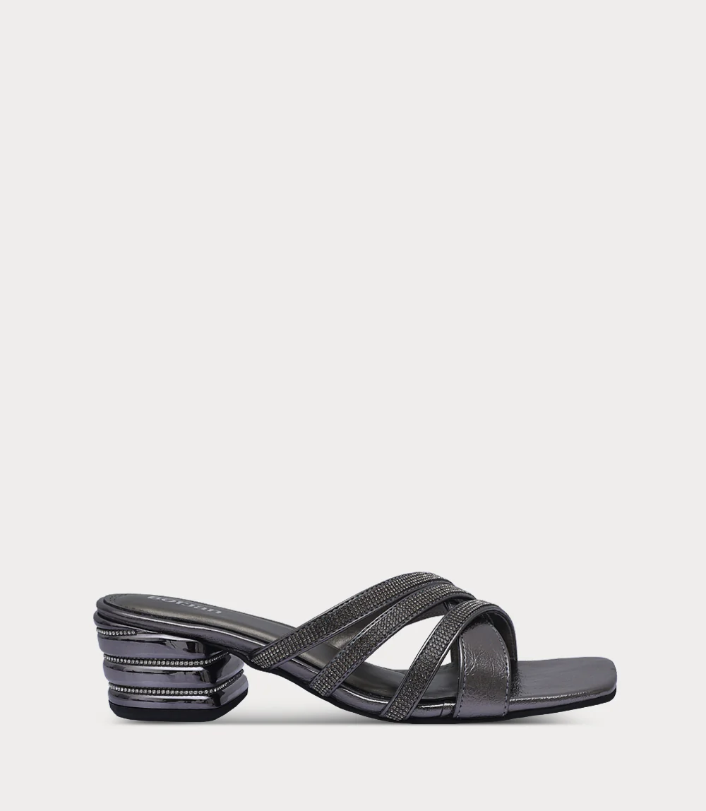Women Slipper Heels-PEWTER