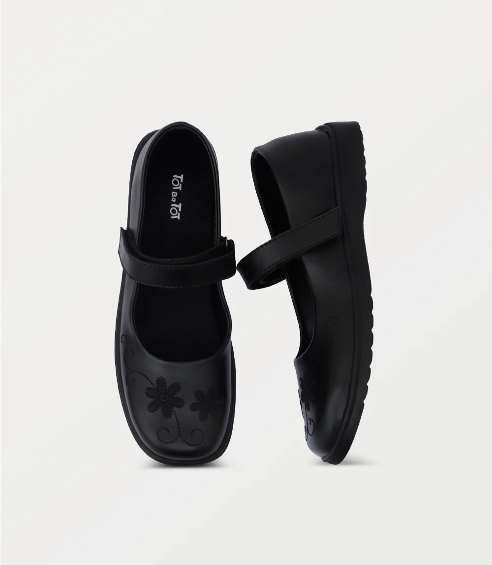 Girl School Shoes-BLACK - Image 4