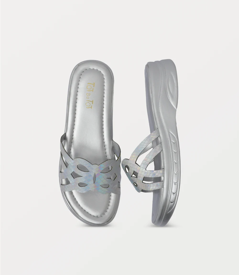 Girl Casual Slipper-SILVER - Image 4