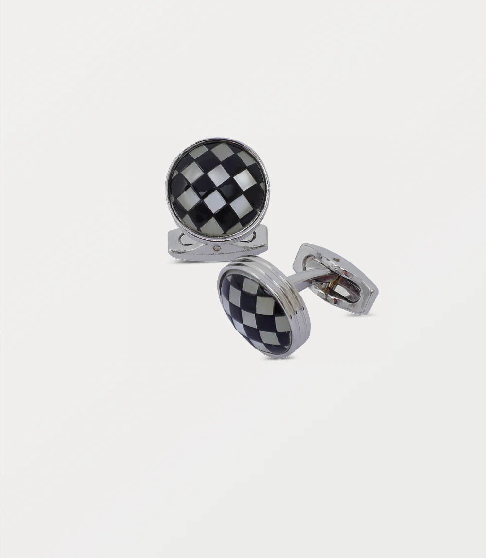 Men Cufflinks-WHITE/BLK