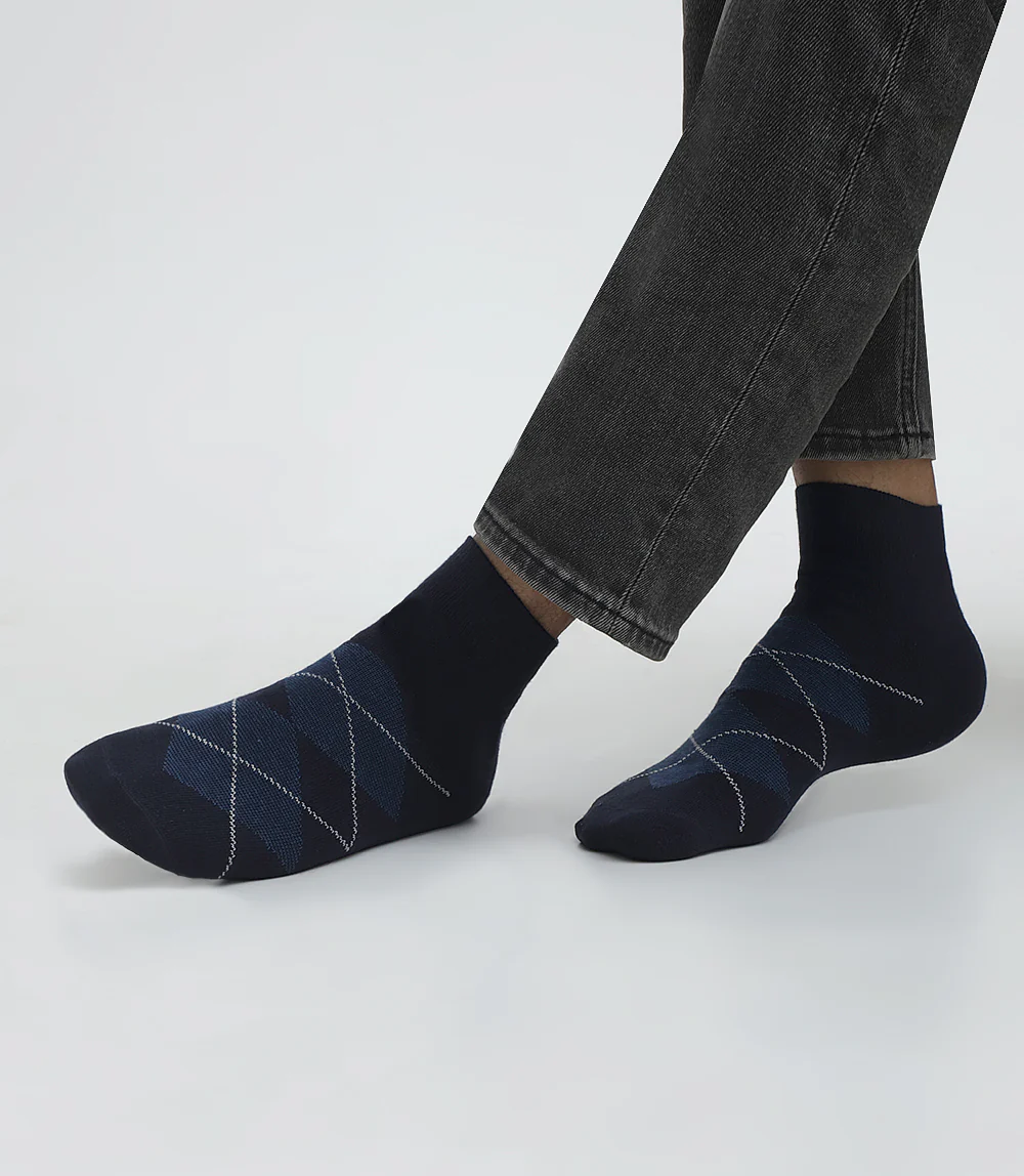 Men Socks-WHITE/BLUE - Image 3