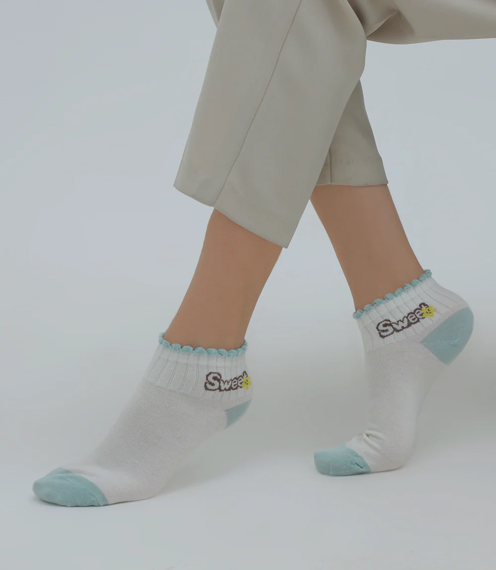 Women Socks-WHITE/GREEN