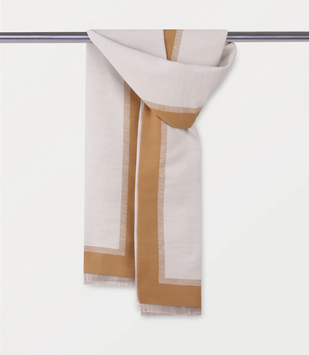 Women Scarf-BROWN/WHITE - Image 2
