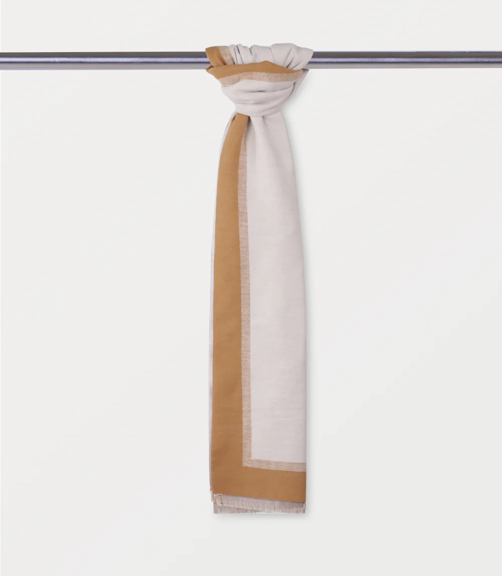 Women Scarf-BROWN/WHITE - Image 3