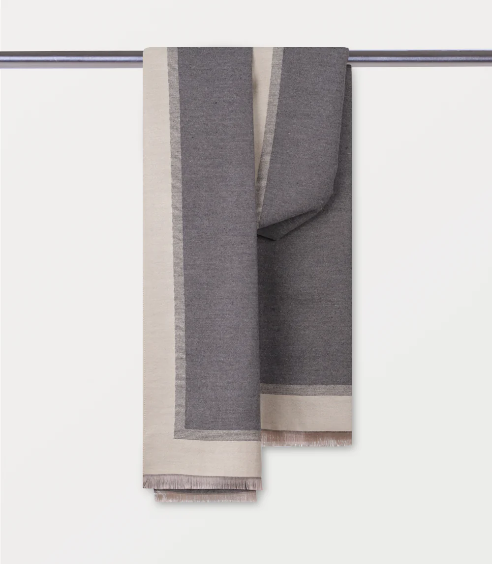 Women Scarf-OFF WHITE/D GREY