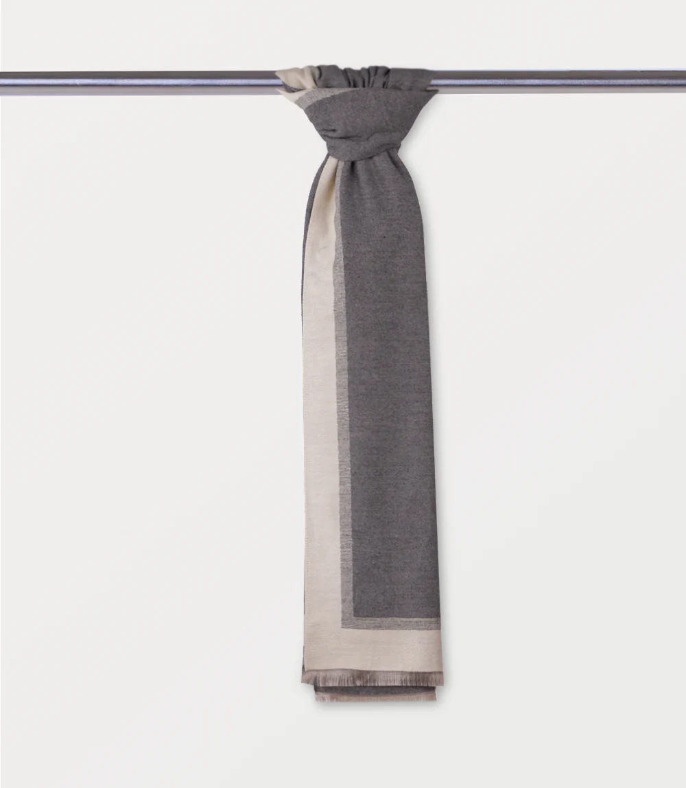 Women Scarf-OFF WHITE/D GREY - Image 2