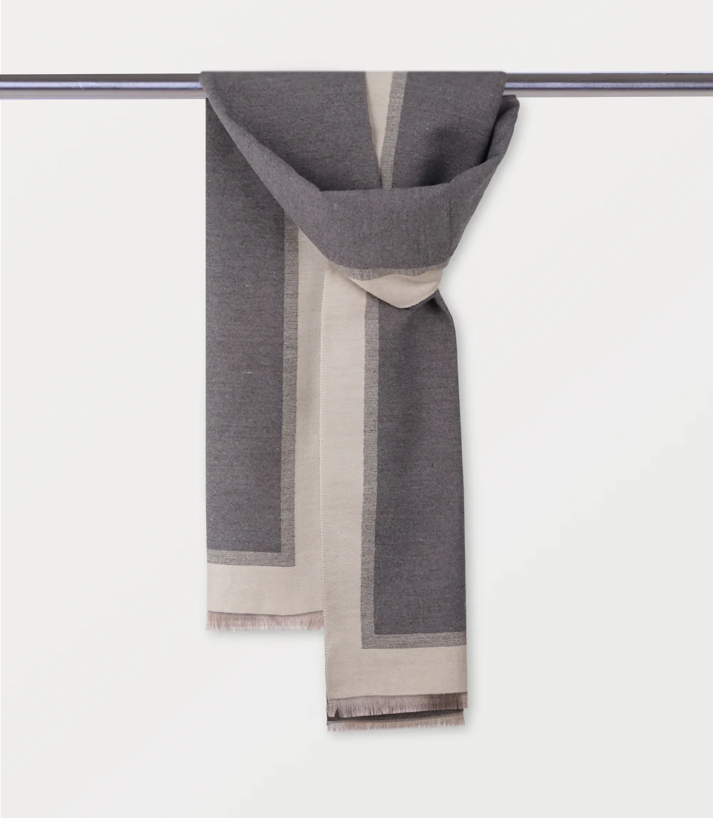 Women Scarf-OFF WHITE/D GREY - Image 3