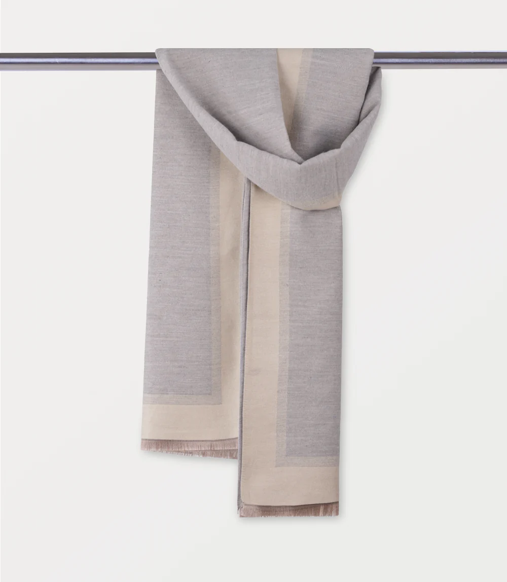 Women Scarf-OFF WHITE/GREY - Image 2