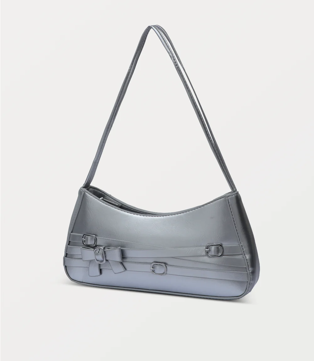 Women Shoulder Bag-SILVER - Image 2